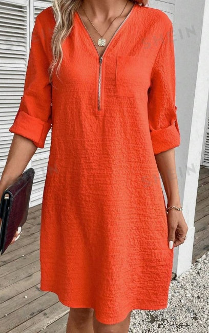 Textured Zipper Dress