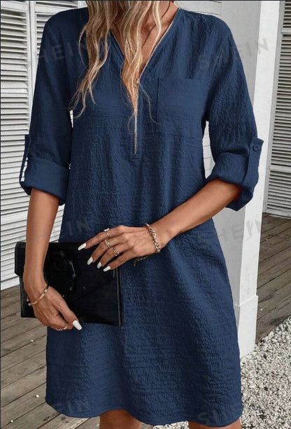 Textured Zipper Dress